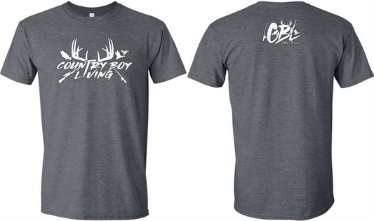 Short Sleeve Country Boy Living T-shirt (Dark Heather Gray)
