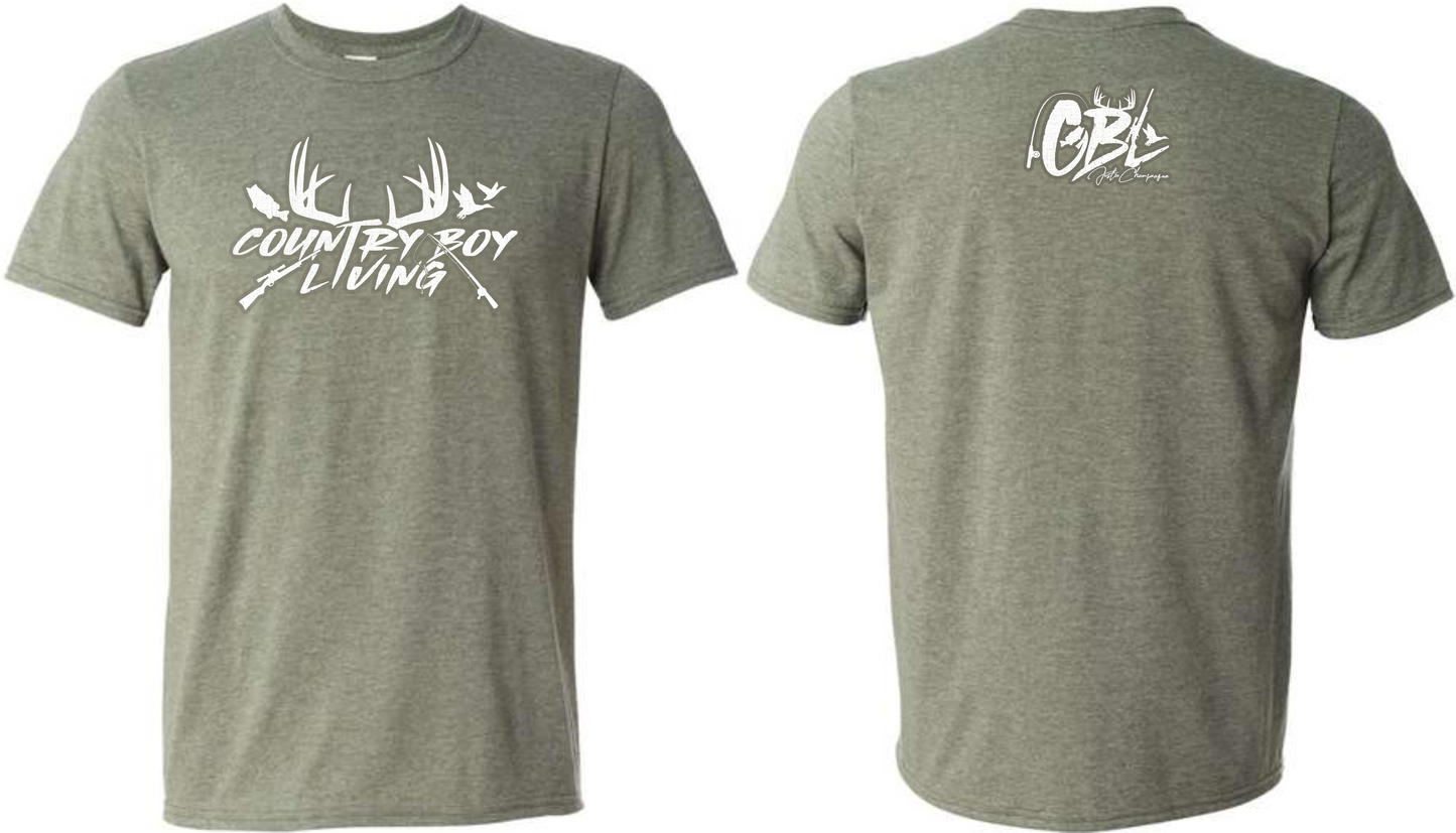 Short Sleeve Country Boy Living T-shirt (Heather Green)